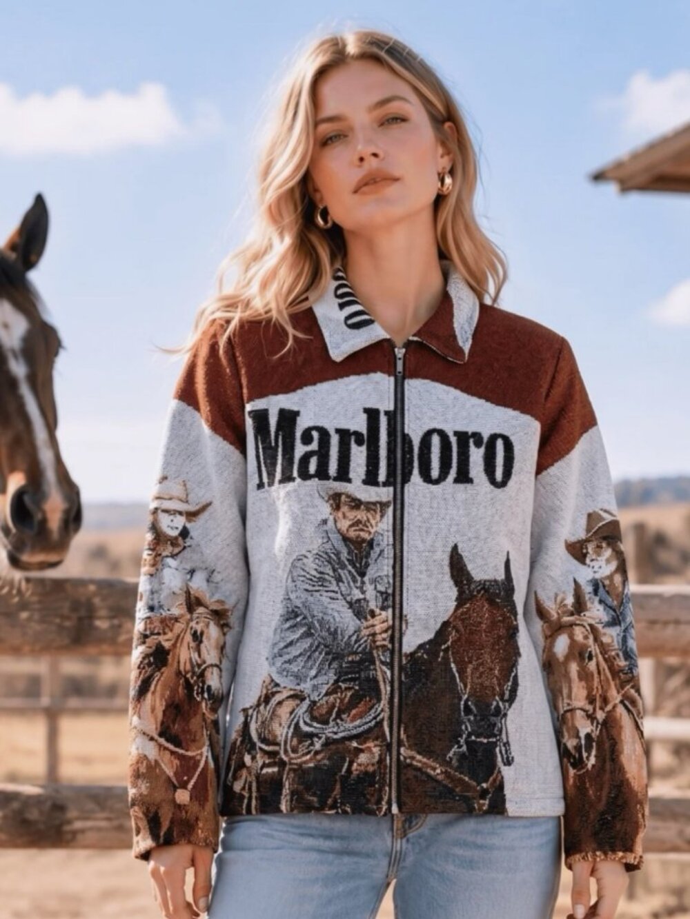 Western Cowboycore Ranch Woven Jacket - Streetwear Style XS